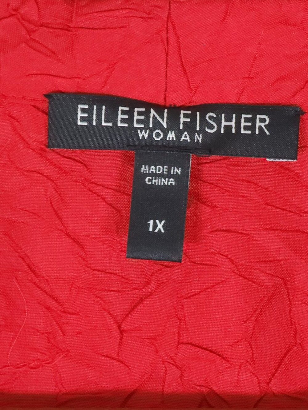 Eileen Fisher Red Crinkle Silk Jacket Top Lagenlook Plus Size 1X 3/4 Sleeve - Picture 7 of 8